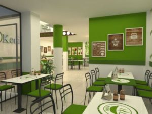 Lua chon mau xanh la cay va nau go cho nha hang